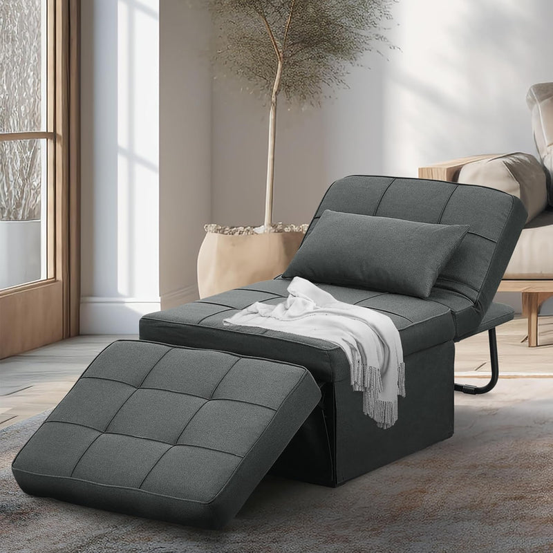 Ainfox 71 inch Dark Grey Convertible Sofa Bed Convertible Chair, Folding & No Installation Ottoman Bed with Adjustable Backrest, Sleeper Sofa