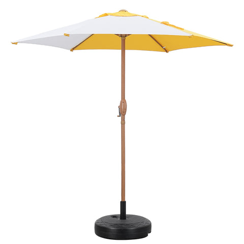 Ainfox 7.5 ft Two Colored Summer Straight Patio Umbrella Yellow And White With Umbrella Base