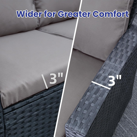 Ainfox 4 Piece Outdoor Patio Furniture Set, Wicker Rattan Sectional Sofa Conversation Set Modern Outdoor Couch for Garden, Balcony, Porch, Backyard