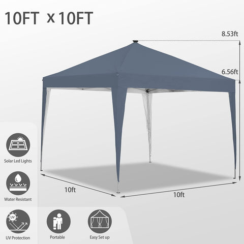 Ainfox 10 x 10 ft Pop-Up Canopy Tent Solar Power Led Light Portable Tailgating Party Tents