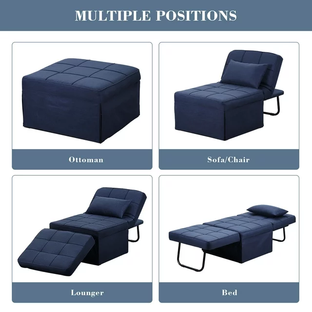 Ainfox 4 in 1 Folding sofa Ottoman Chair Lounge Couch for Guest Sleeper, Suitable for Modern Living Room, Bedroom, Twin Size