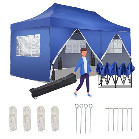 Ainfox 10x20 Heavy Duty Pop up Canopy Tent with Sidewalls and Weighted Sandbags, Outdoor Shade Instant Folding Event Gazebo with Wheeled Bag