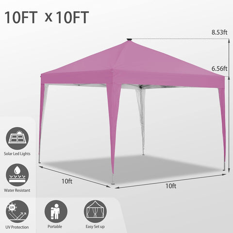 Ainfox 10 x 10 ft Pop-Up Canopy Tent Solar Power Led Light Portable Tailgating Party Tents