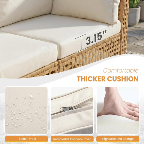 Ainfox Patio Furniture Set Wicker Patio Sectional Sofa Couch Rattan Outdoor Conversation Set For Porch Garden Backyard