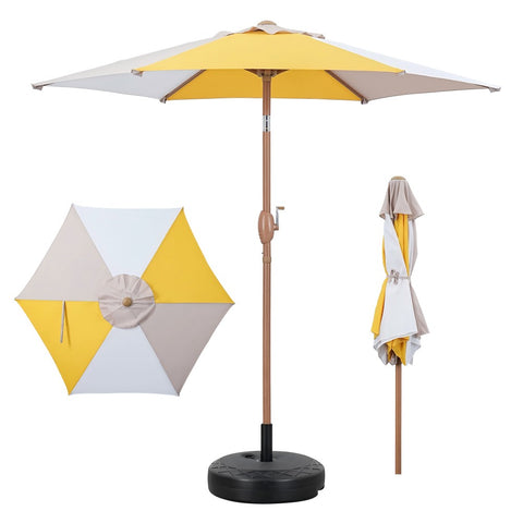 Ainfox 7.5 ft Contrast Color Patio Umbrella Tilt With Umbrella Base