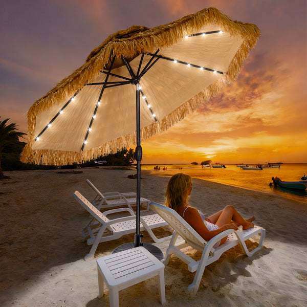 Ainfox Thatched Tiki Patio Umbrella, Outdoor Market Umbrella 7.5FT/9FT/13FT/15FT for Garden, Deck, Backyard, Pool, Beach