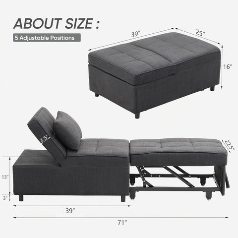 Anifox 2PCS Recline Sofa Bed Sleeper Chair for Living Room, Small Apartments and Office