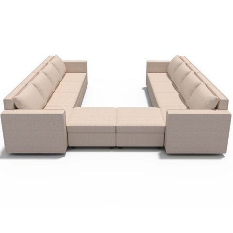Ainfox 10-Seat Modular Sectional Sofa Sleeper Sofa Flannel Sofa with Storage Seat Beige