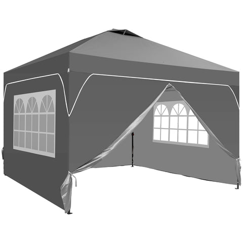 Ainfox 12ftx12ft Pop Up Canopy Tent with 4 Sidewalls One Push Tent Canopy with Wheeled Carry Bag, 8 Stakes and 4 Ropes