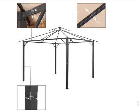 Pergard 10' x 10'FT Straw Canopy, Imitation Straw 4-Corner Gazebo Canopy