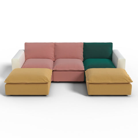 Ainfox U-shaped Module Sofa 5-Seat Oversized Rainbow Sofa With 2 Ottoman