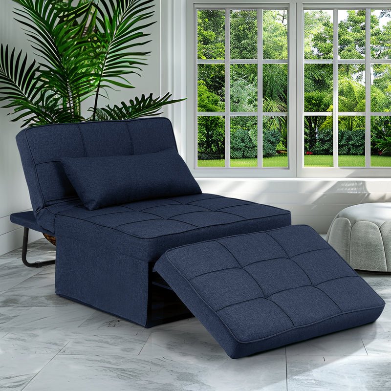 Ainfox 73.23"Length 6 in 1 Convertible Sofa Bed with Adjustable Backrest Navy Blue