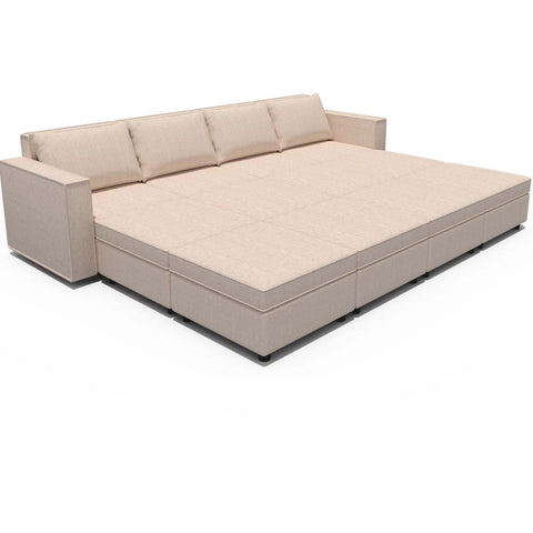 Ainfox 12-Seat Modular Sectional Sofa Sleeper Sofa Flannel Sofa with Storage Seat Beige