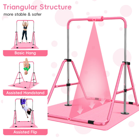 Ainfox Gymnastics Bar with Mat, Foldable Gymnastics Horizontal Bar Adjustable Height, Gymnastic Training Bar