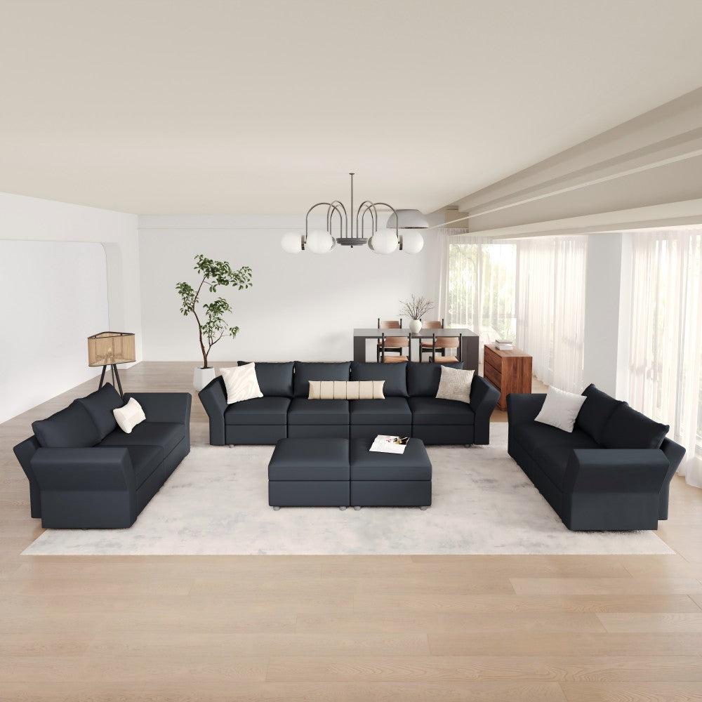 U shaped Modular Sectional Sofa Couch Storage Seat 8 Seats +2 Ottomans