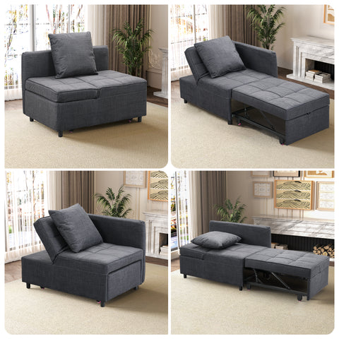 Anifox Recline Sofa Bed Sleeper Chair Grey for Living Room, Small Apartments and Office