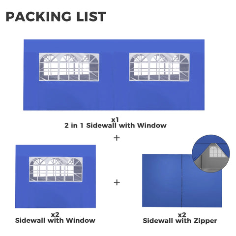 Ainfox 5-Piece Sidewalls for 10x20 Pop Up Canopy Tent, 420D Oxford PVC Waterproof Sun Shade Privacy Walls with Windows & Zippers