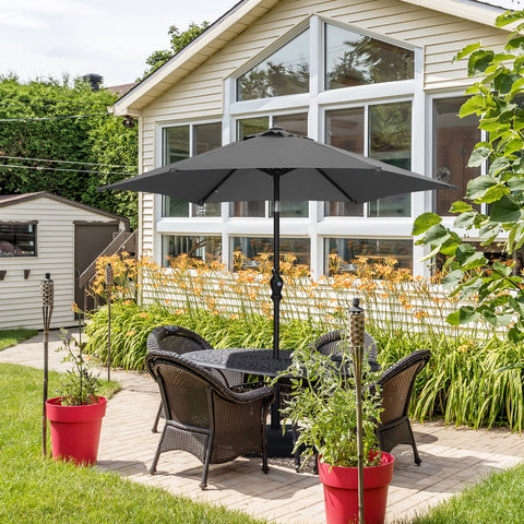 Ainfox 7.5FT Patio Umbrella Outdoor Table Umbrella,Market Umbrella with Push Button Tilt and Crank for Garden, Lawn, Deck, Backyard & Pool