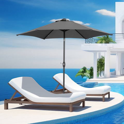 Ainfox 9ft Lake Blue Patio Umbrella with Push Button Tilt and Crank, UV and Waterproof Canopy