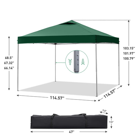 Ainfox 10 x 10 ft Pop up Canopy Tent,Instant Outdoor Canopies,Shade Tents with Carrying Bag,Green