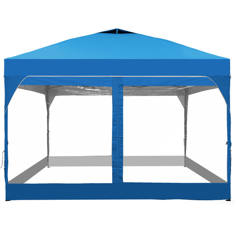 Ainfox 12ft x12ft Pop Up Canopy With 4 transparent sidewalls Outside Canopy with Wheeled Carry Bag, Bonus 8 Stakes and 4 Ropes