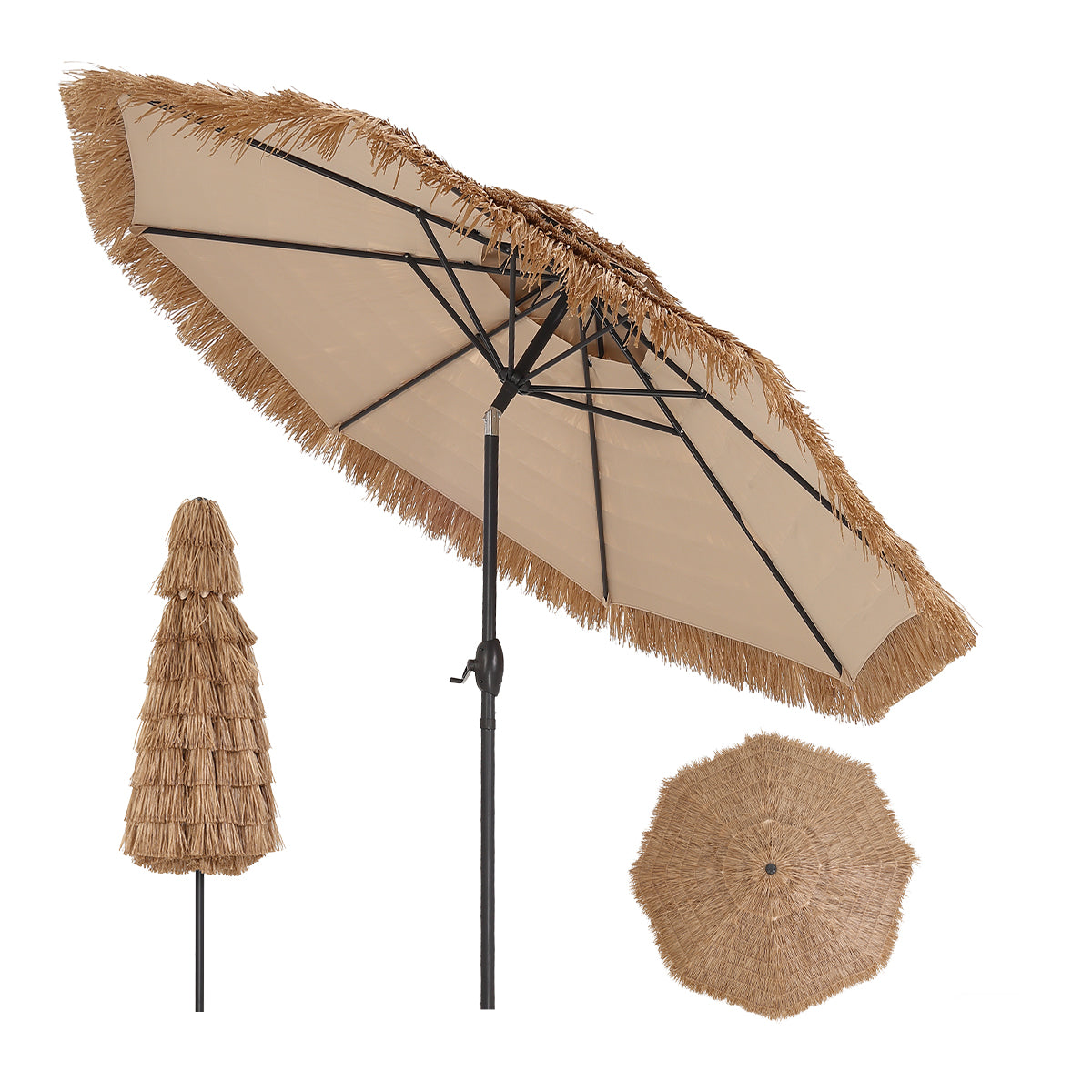 Thatched Tiki Patio Umbrella Outdoor Market Umbrella Garden Deck Backyard Pool Beach