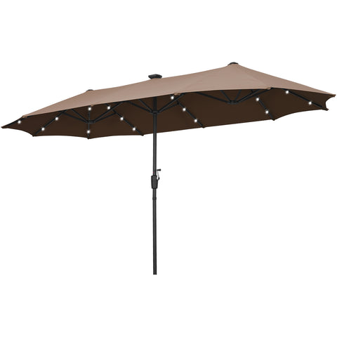 Ainfox 13ft Large Patio Umbrella, With / Without LED Solar Lights, Outdoor Double‑Sided Rectangle Market Heavy‑Duty Umbrellas without Base