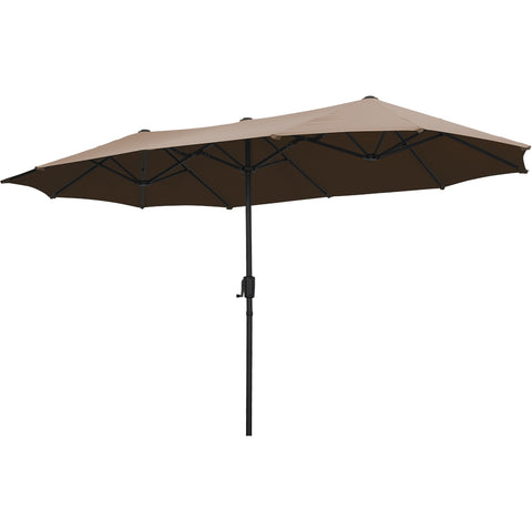 Ainfox 13ft Large Patio Umbrella, With / Without LED Solar Lights, Outdoor Double‑Sided Rectangle Market Heavy‑Duty Umbrellas without Base
