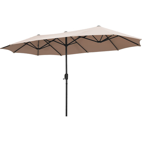 Ainfox 13ft Large Patio Umbrella, With / Without LED Solar Lights, Outdoor Double‑Sided Rectangle Market Heavy‑Duty Umbrellas without Base