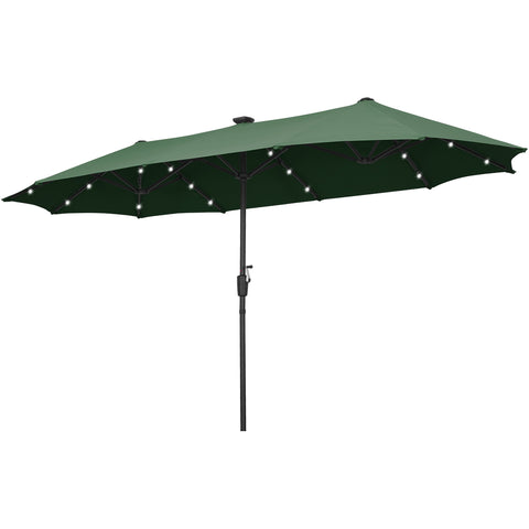 Ainfox 13ft Large Patio Umbrella, With / Without LED Solar Lights, Outdoor Double‑Sided Rectangle Market Heavy‑Duty Umbrellas without Base