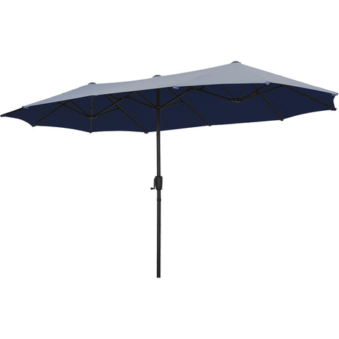 Ainfox 13ft Large Patio Umbrella, With / Without LED Solar Lights, Outdoor Double‑Sided Rectangle Market Heavy‑Duty Umbrellas without Base