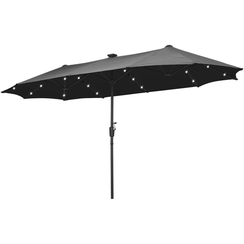 Ainfox 13ft Large Patio Umbrella, With / Without LED Solar Lights, Outdoor Double‑Sided Rectangle Market Heavy‑Duty Umbrellas without Base