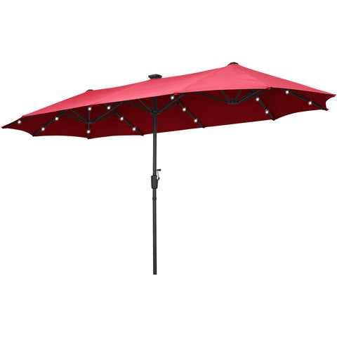 Ainfox 13ft Large Patio Umbrella, With / Without LED Solar Lights, Outdoor Double‑Sided Rectangle Market Heavy‑Duty Umbrellas without Base