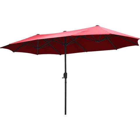 Ainfox 13ft Large Patio Umbrella, With / Without LED Solar Lights, Outdoor Double‑Sided Rectangle Market Heavy‑Duty Umbrellas without Base