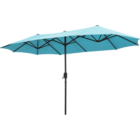 Ainfox 13ft Large Patio Umbrella, With / Without LED Solar Lights, Outdoor Double‑Sided Rectangle Market Heavy‑Duty Umbrellas without Base