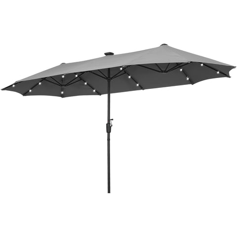 Ainfox 13ft Large Patio Umbrella, With / Without LED Solar Lights, Outdoor Double‑Sided Rectangle Market Heavy‑Duty Umbrellas without Base