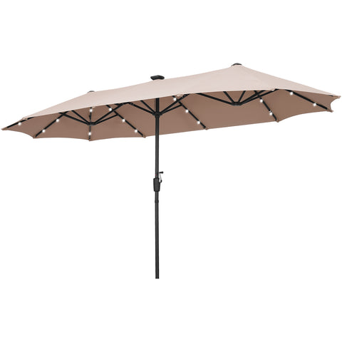 Ainfox 13ft Large Patio Umbrella, With / Without LED Solar Lights, Outdoor Double‑Sided Rectangle Market Heavy‑Duty Umbrellas without Base