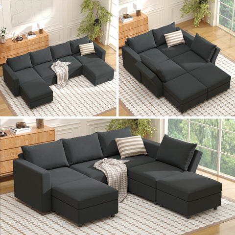 Ainfox Modular Sectional Couches for Living Room,  Convertible Sleeper Sofa Bed with Storage