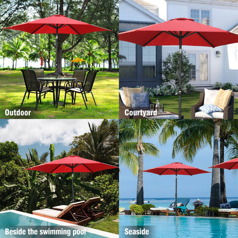 Ainfox 9ft Lake Blue Patio Umbrella with Push Button Tilt and Crank, UV and Waterproof Canopy
