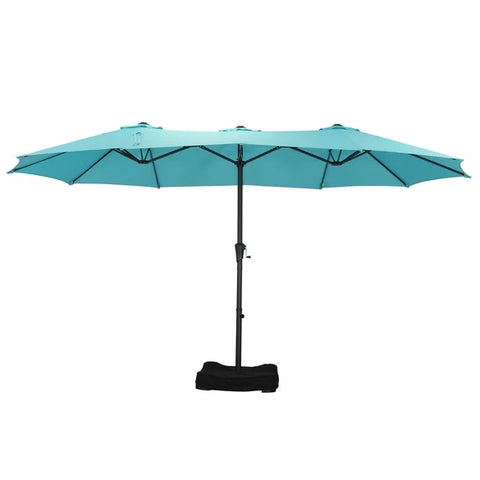 Ainfox 15ft Large Patio Umbrella, Double-Sided Outdoor Rectangle Table Umbrellas with Fillable Weighted Sand Bag Base
