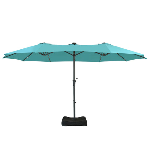 Ainfox 15ft Large Patio Umbrella, Double-Sided Outdoor Rectangle Table Umbrellas with Fillable Weighted Sand Bag Base