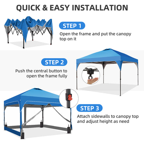 Ainfox 10ft x 10ft Pop Up Canopy Beach Tent with 4 Removable Clear PVC Sidewalls for Events, Parties, Camping