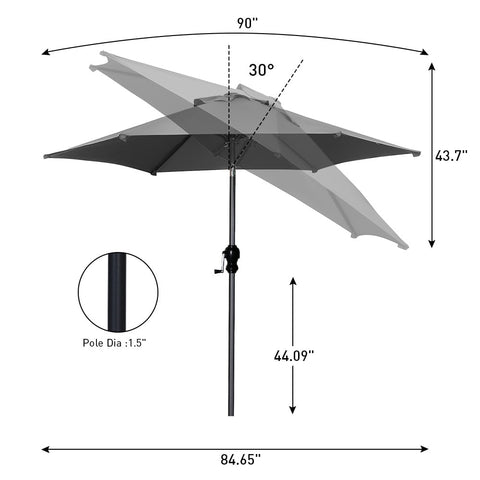 Ainfox 7.5FT Patio Umbrella Outdoor Table Umbrella,Market Umbrella with Push Button Tilt and Crank for Garden, Lawn, Deck, Backyard & Pool