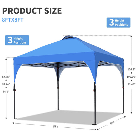 Ainfox 8 x 8 ft Pop up Canopy Tent, Instant Slant Outdoor Gazebo for Beach, Sun Shade,Outdoor Activies,Weddings