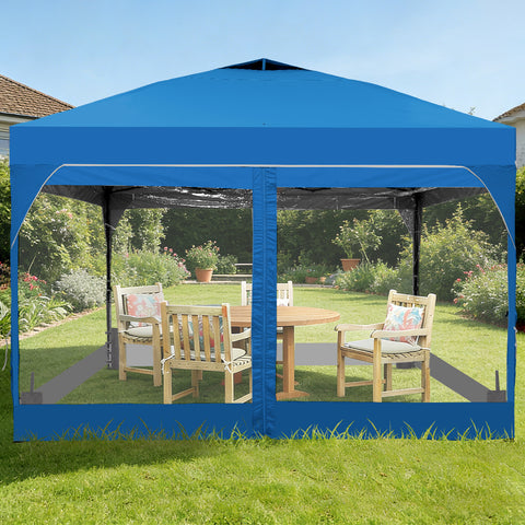Ainfox 10ft x 10ft Pop Up Canopy Beach Tent with 4 Removable Clear PVC Sidewalls for Events, Parties, Camping