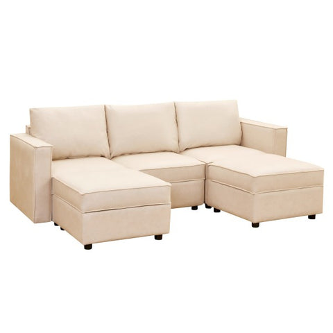 Ainfox Storage Module Sofa Five Seats Adjust Armrest Beige