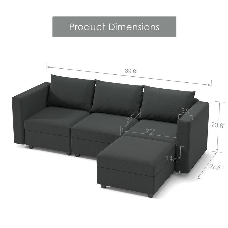 Ainfox Modular Sectional Sofa Couch with Storage Seat Convertible Sectional Couch Set for Living Room