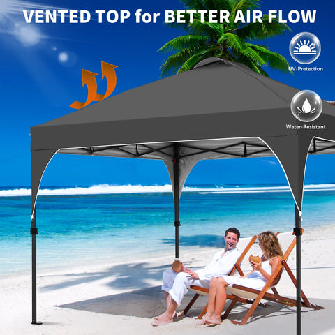 Ainfox 10'x10' Pop Up Canopy Tent, Easy-Setup Gazebo, Outdoor Canopy with 3 Adjustable Heights for Events, Parties, Camping