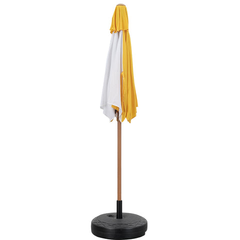 Ainfox 7.5 ft Two Colored Summer Straight Patio Umbrella Yellow And White With Umbrella Base