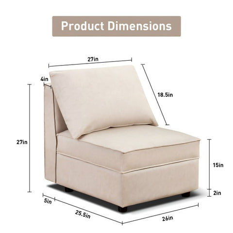 Ainfox Module Sofa Storage Single Sofa Without Armrest Beige